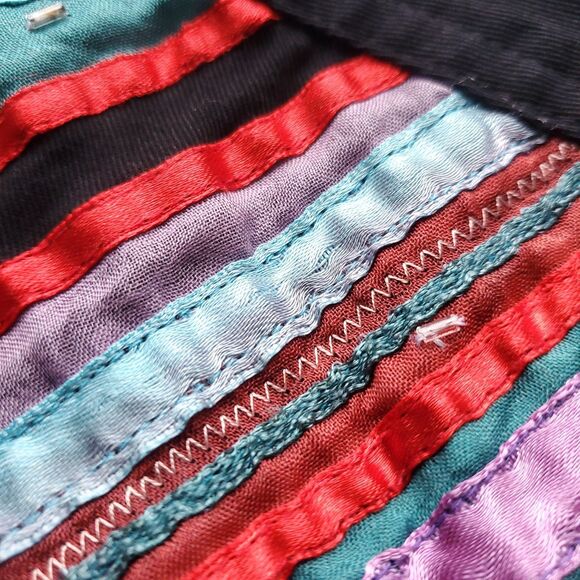 Vintage Lightweight Denim Jacket 1X Black Stripe Button Front Western Southwest - Picture 6 of 11